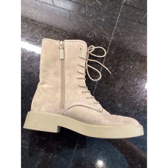 Vince Kady Women's Suede Lace Up Mid Combat Boots Comfort Bohemian Tan Size 8.5M - Picture 7 of 9